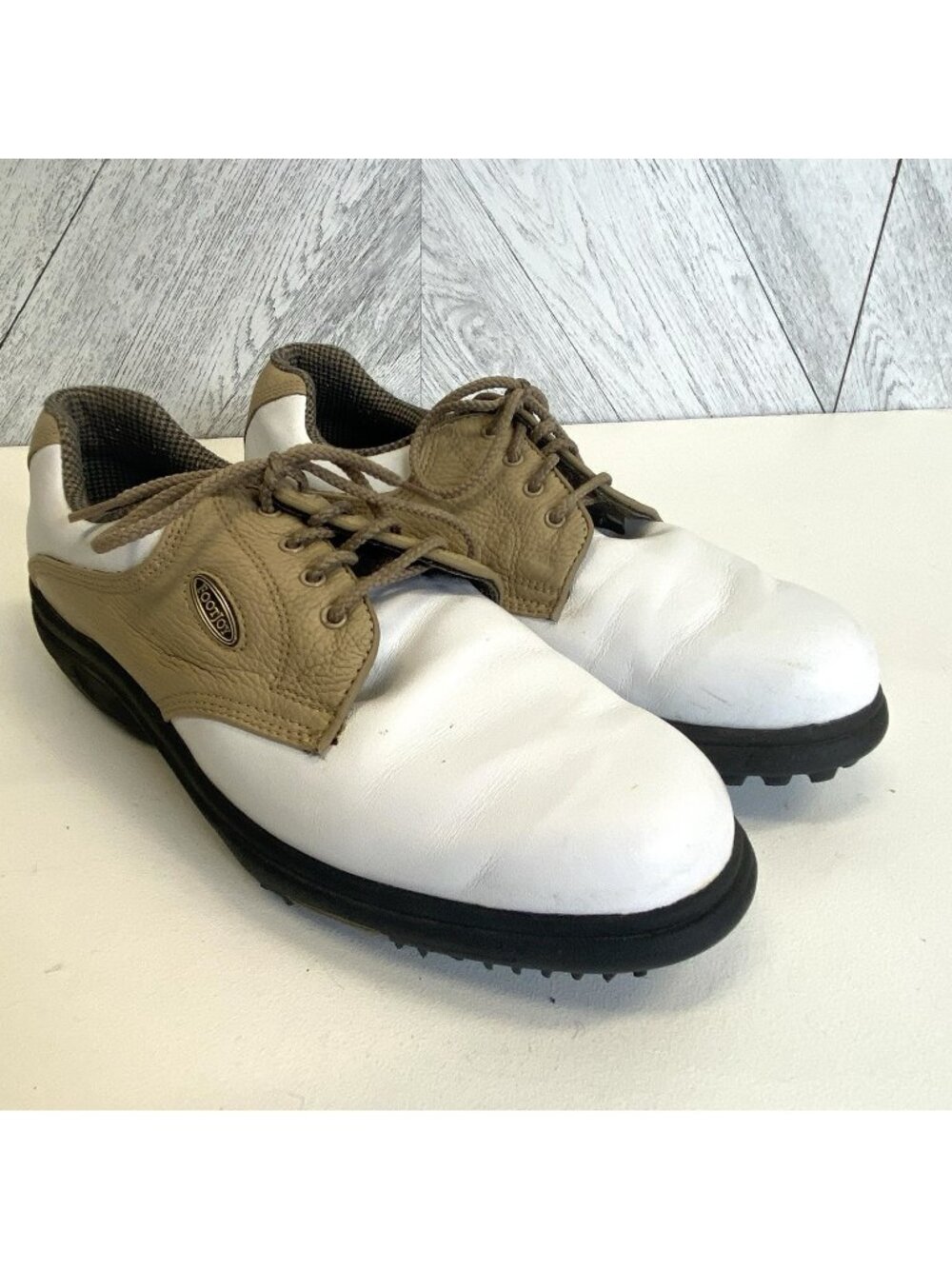 Footjoy Golf Shoes Mens US Size 8.5 Wide 98317 White Tan